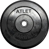Диск обрезиненный "Атлет", чёрный, 31 мм, 10 кг
